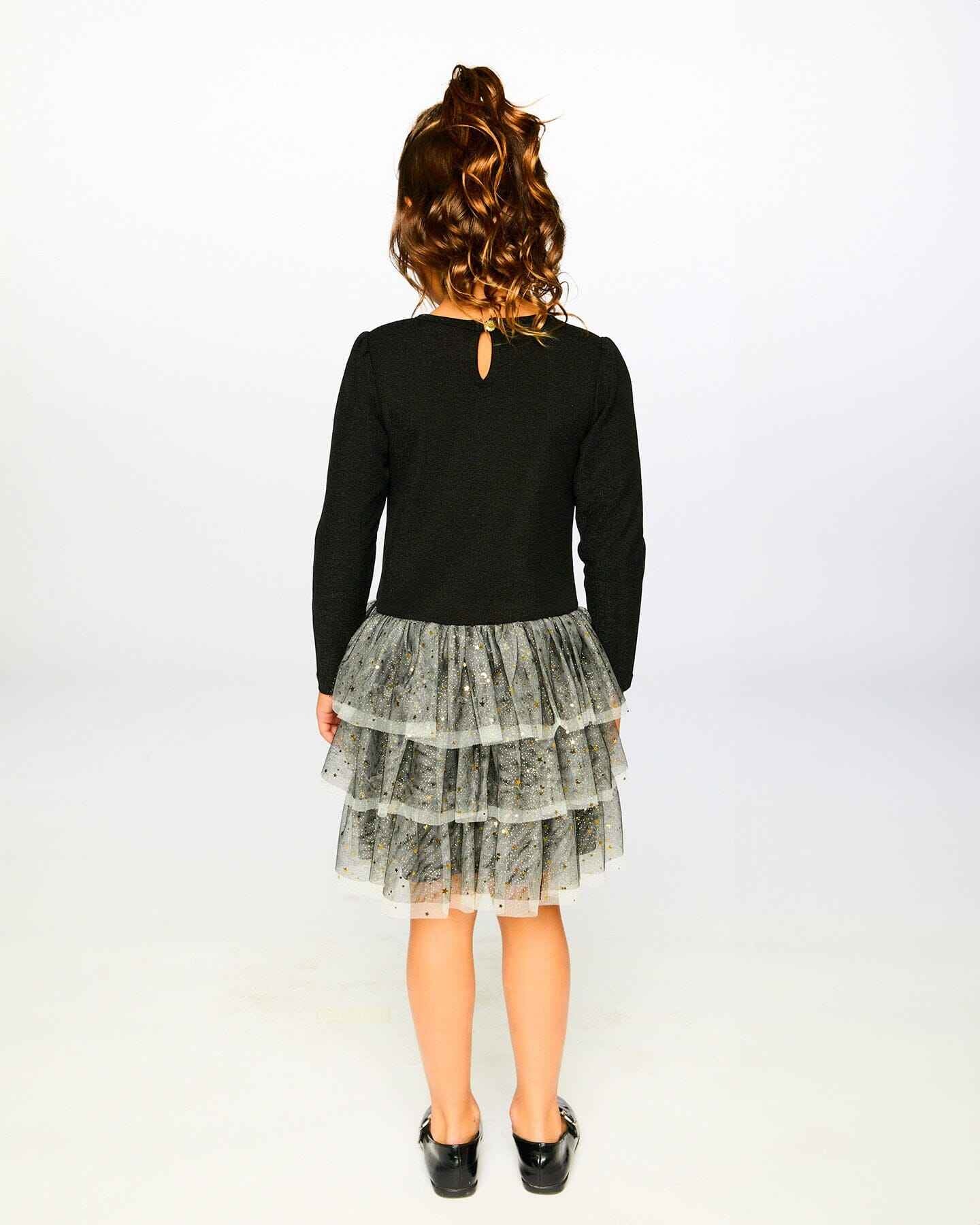 Glittering Mesh Skirt Party Dress Black