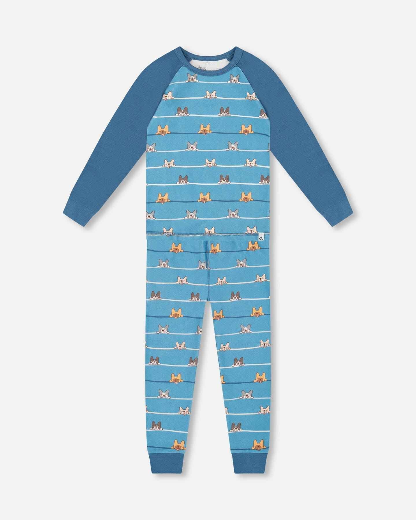 Two-Piece Organic Cotton Pajama Set Blue Dog Print