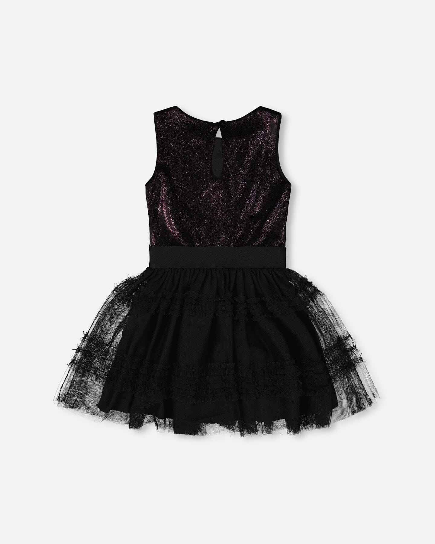 Sleeveless Bi-Material Velour And Mesh Dress Black