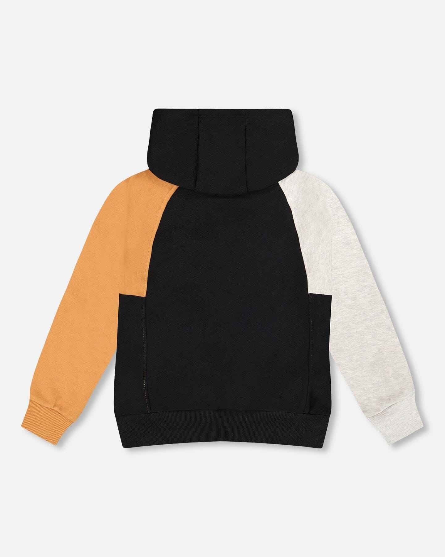Pullover Hooded Fleece Sweatshirt With Zip Pocket Black
