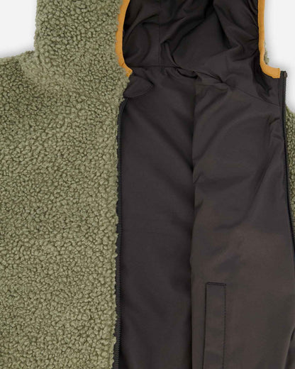 Reversible Mid-Season Sherpa Jacket Khaki