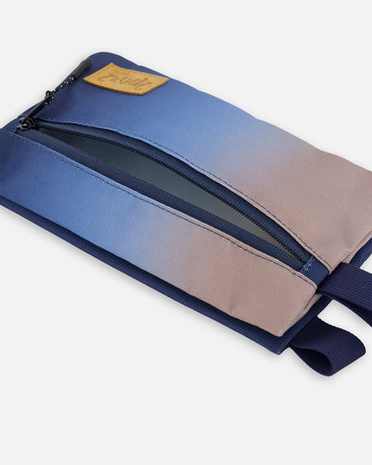 Double Pencil Case Blue And Beige Gradient