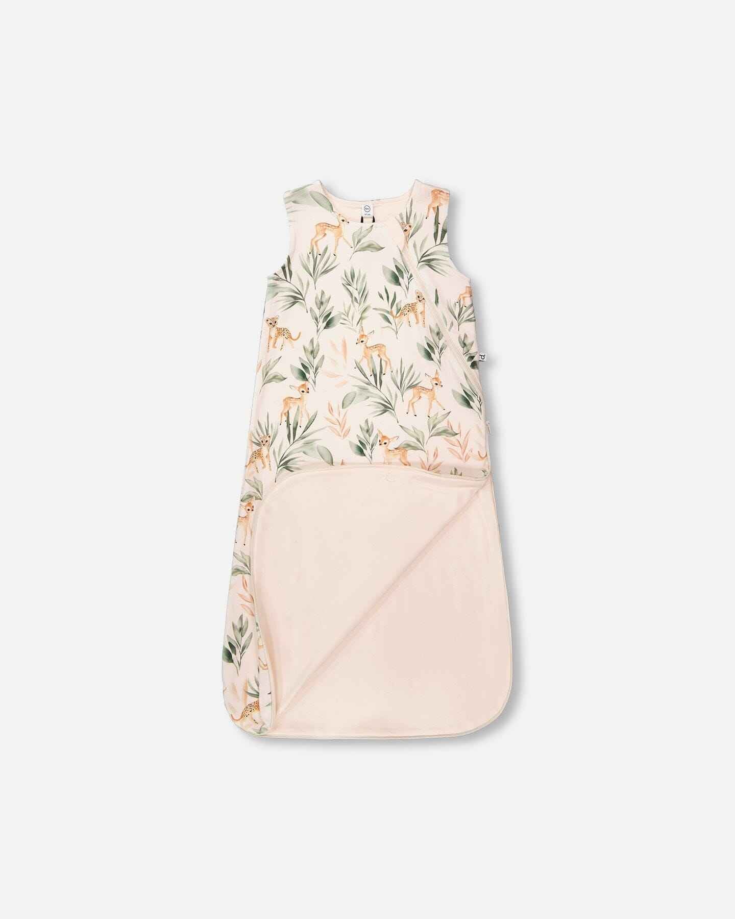 Organic Cotton Jersey Muslin Sleep Sack Peach Deer Print