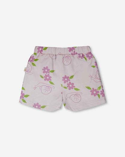 French Terry Shorts Lilac Snails Print