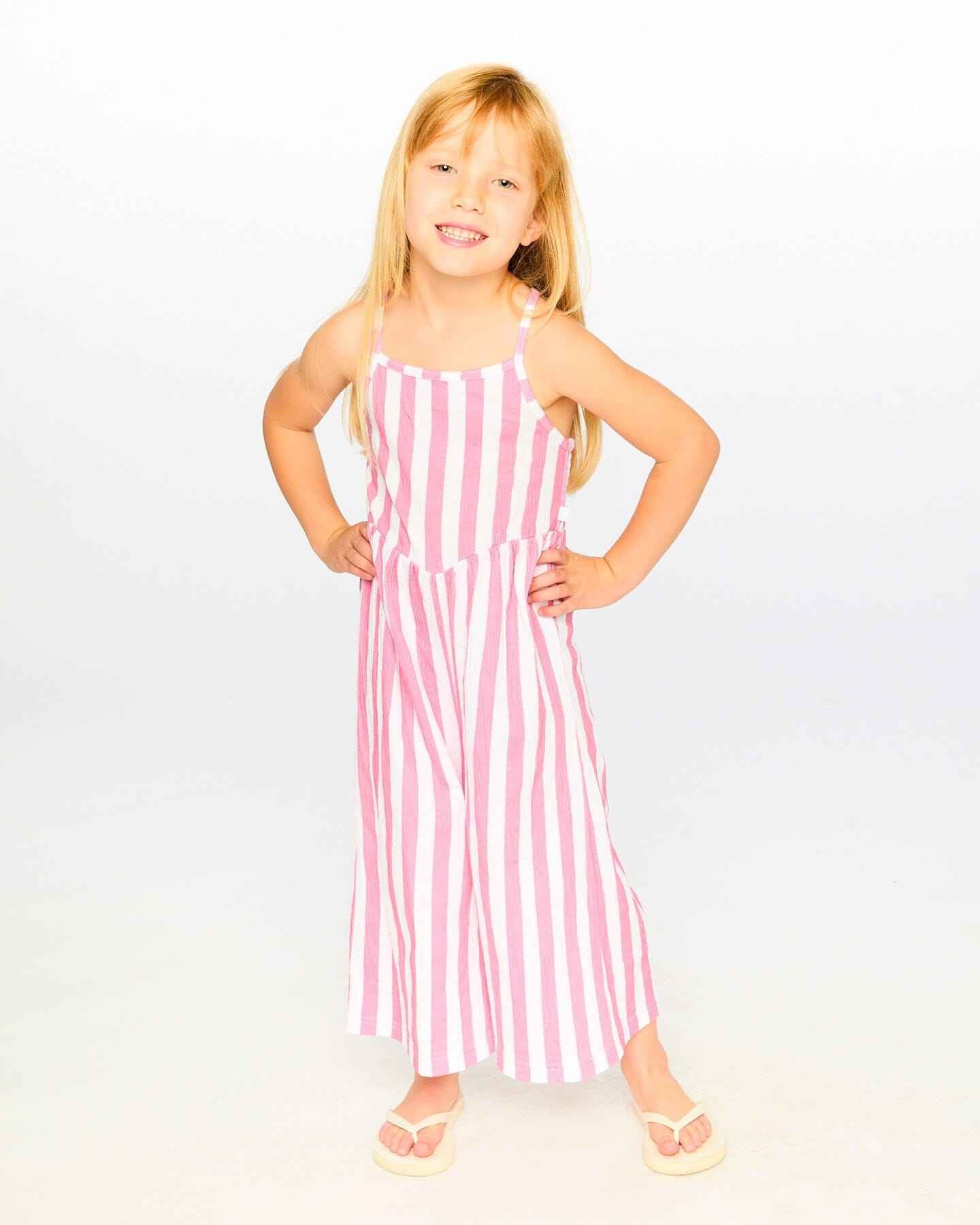 Crinkle Jersey Jumpsuit White And Pink Stripes