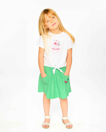 Organic Cotton Jersey T-Shirt With Tie At Waist White