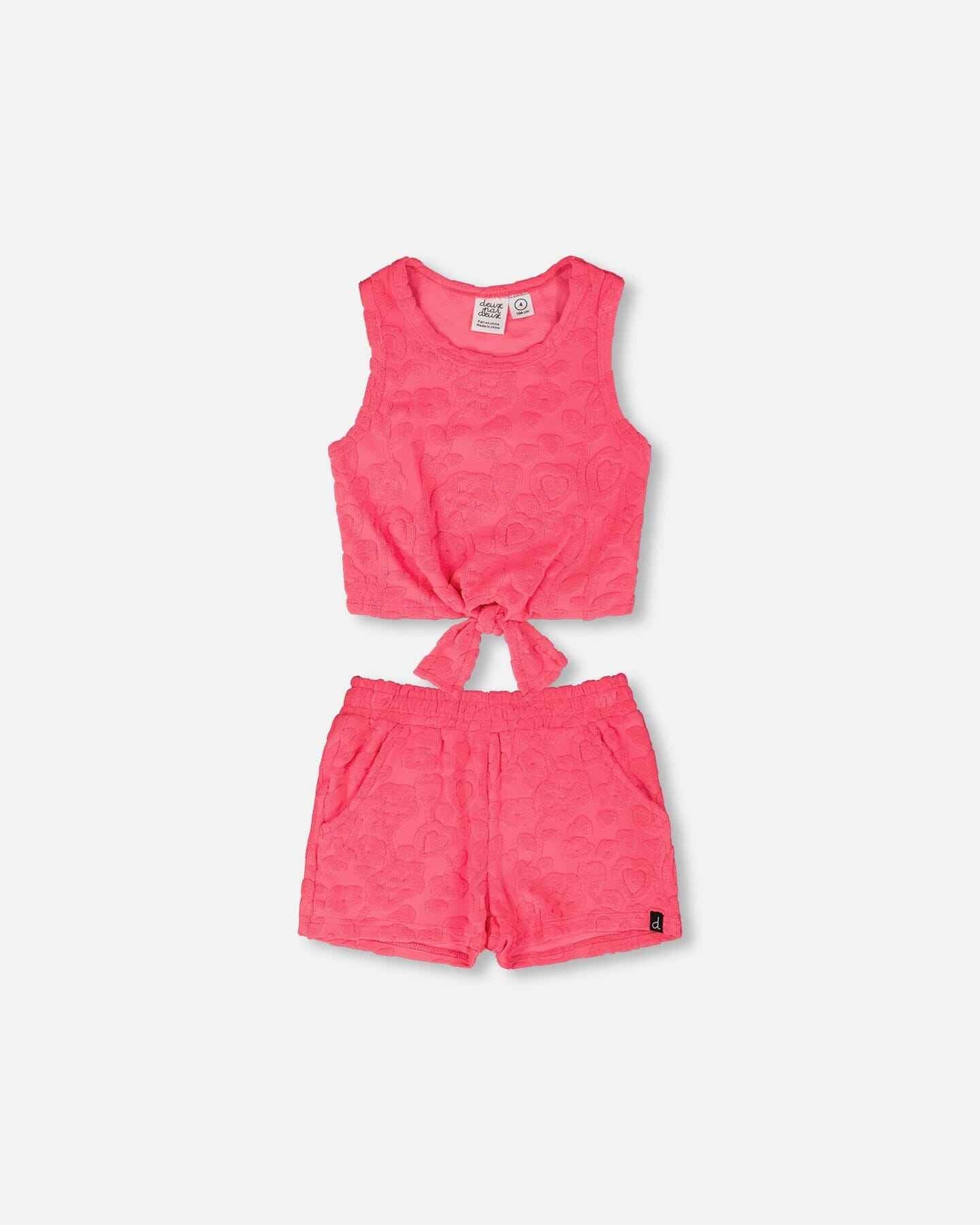 Terry Tank Top With Shorts Set Pink