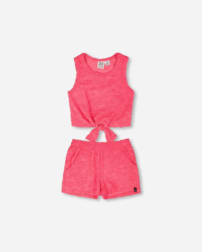 Terry Tank Top With Shorts Set Pink