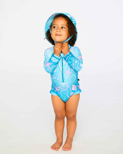 Beach Hat Blue Shell Print