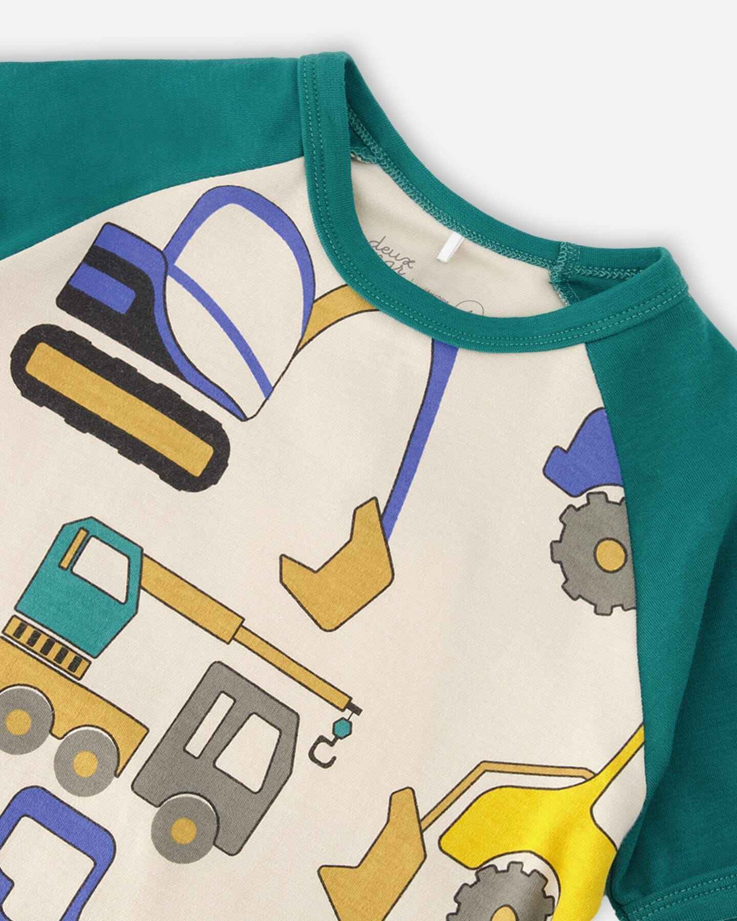 Organic Cotton Two-Piece Pyjama Set Beige Truck Print