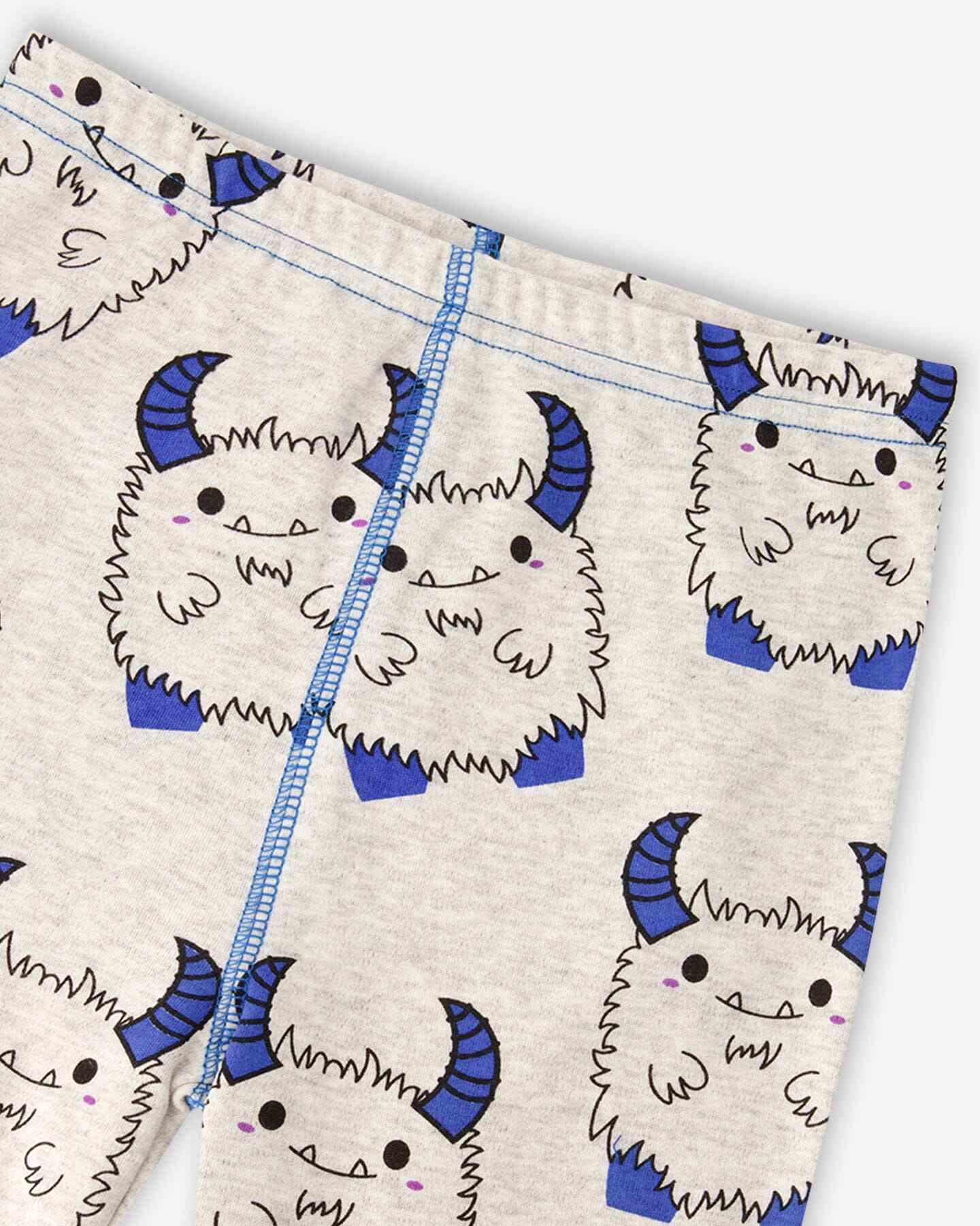 Organic Cotton Two-Piece Pyjama Set Grey Mix Monster Print