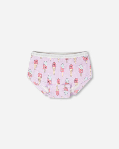 Organic Cotton Boyshort Panty Lilac Printed Ice Creams