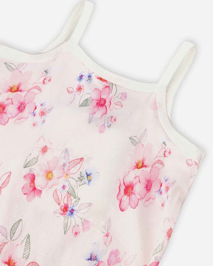 Organic Cotton Tank Underwear Pink Printed Flowers