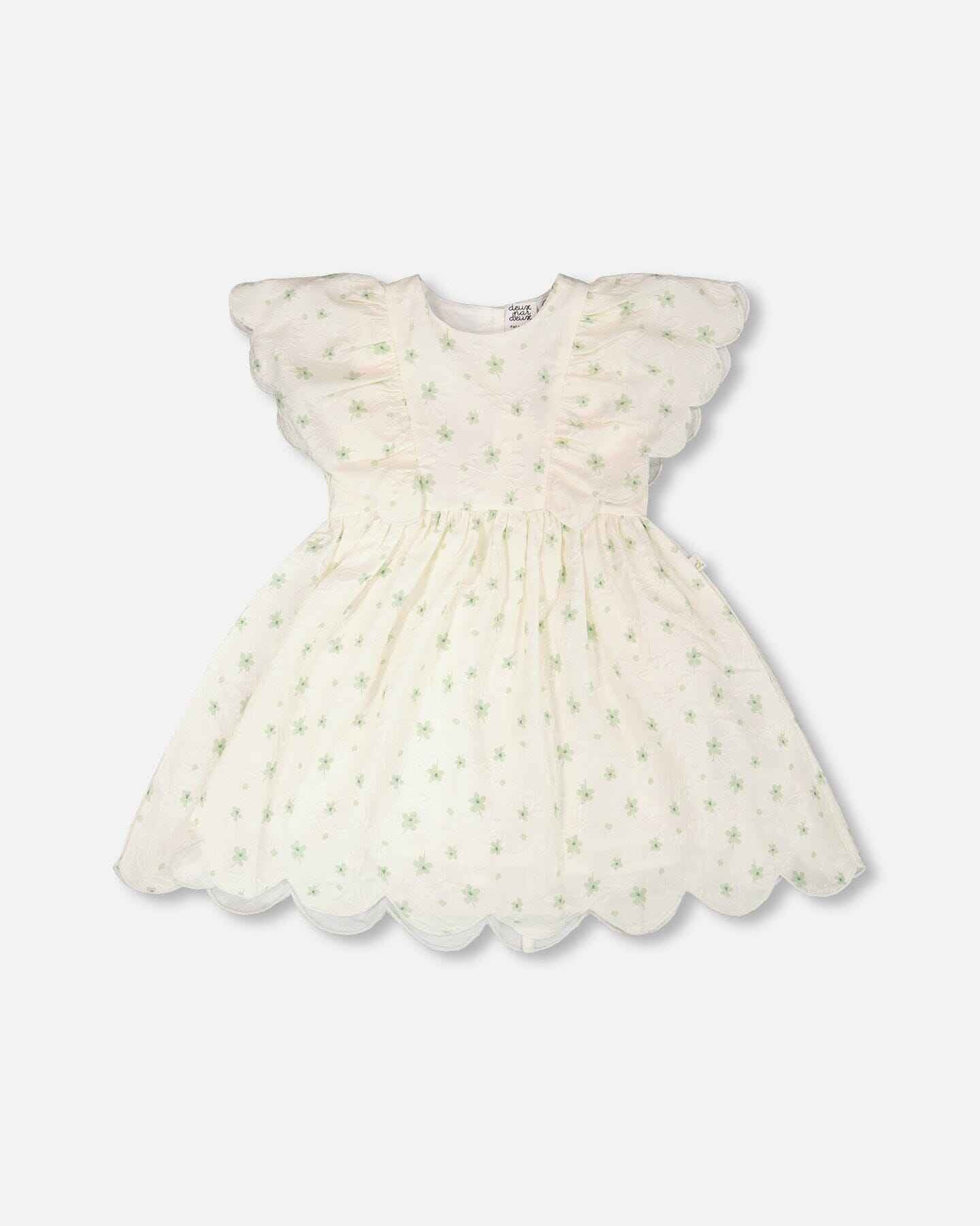 Jacquard Dress White Printed Flowers