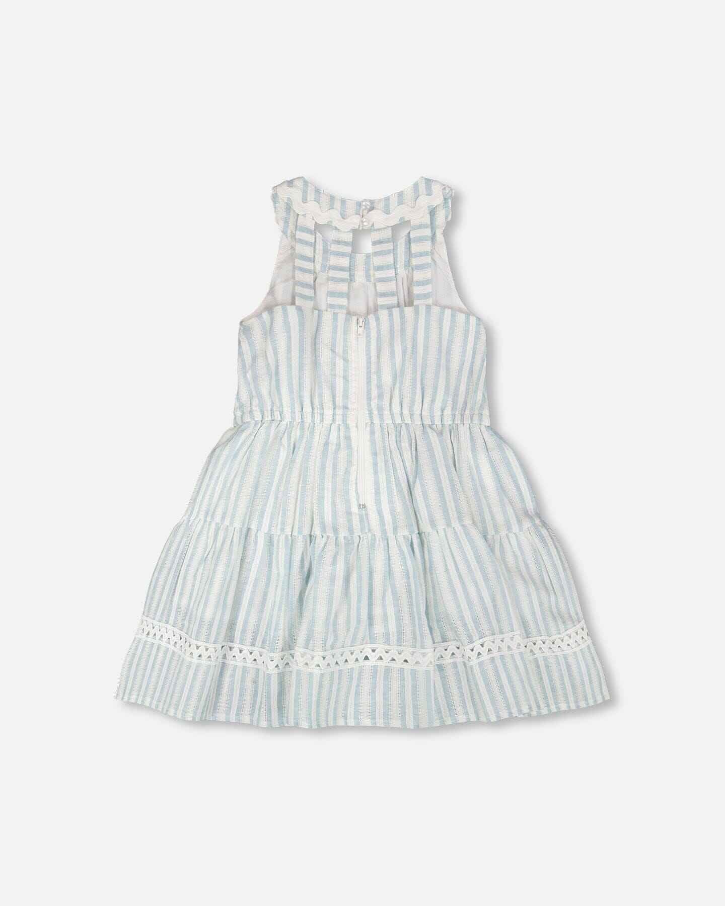 Multi-Tiered Dress White And Blue Stripes