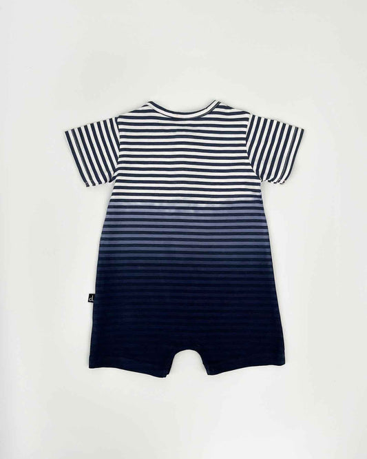 Organic Cotton Romper Blue Gradient Stripes