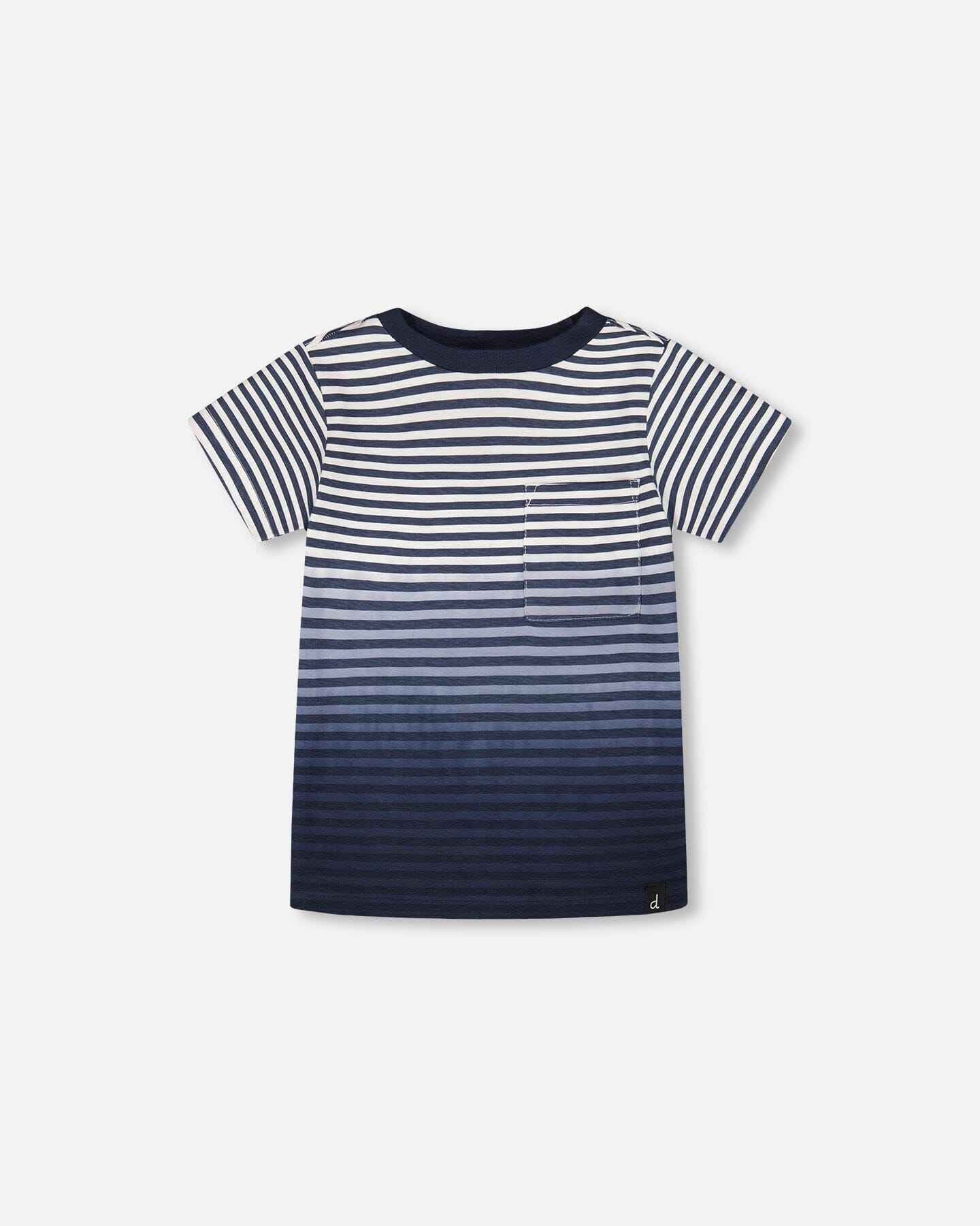 Organic Cotton Short Sleeve T-Shirt Blue Gradient Stripes