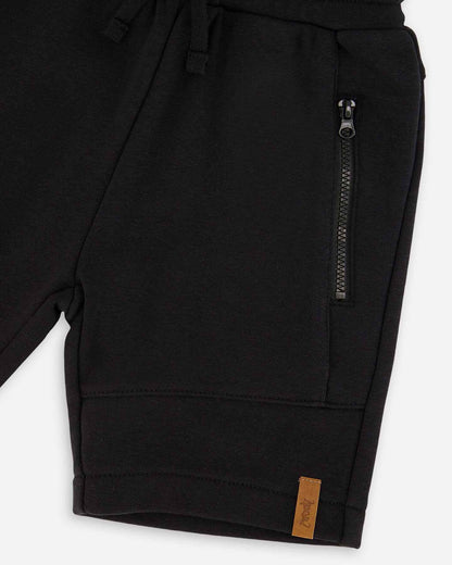 French Terry Shorts With Cross Seams Black