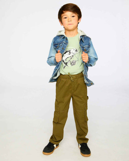 Navy Blue Denim Jacket With Removable French Terry Hood