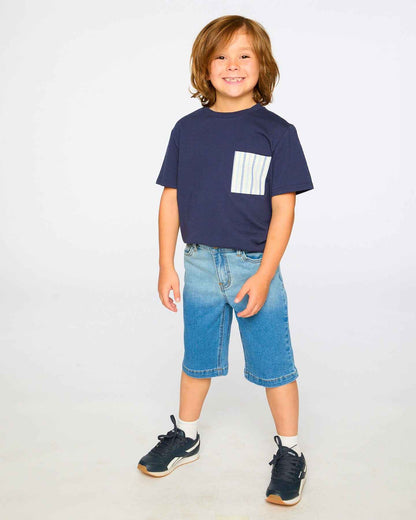 Jersey T-Shirt With Chest Pocket Dark Blue