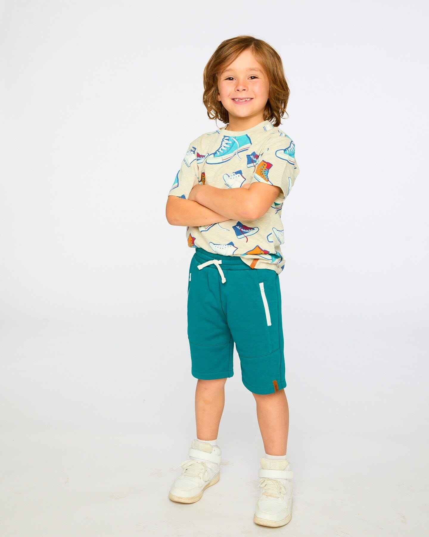 Organic Cotton Jersey T-Shirt Grey Mix Printed Shoes