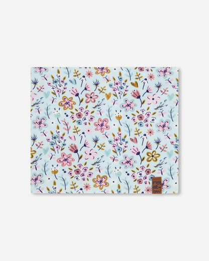 Stretch Jersey Neck Tube Blue Mini Flower Print