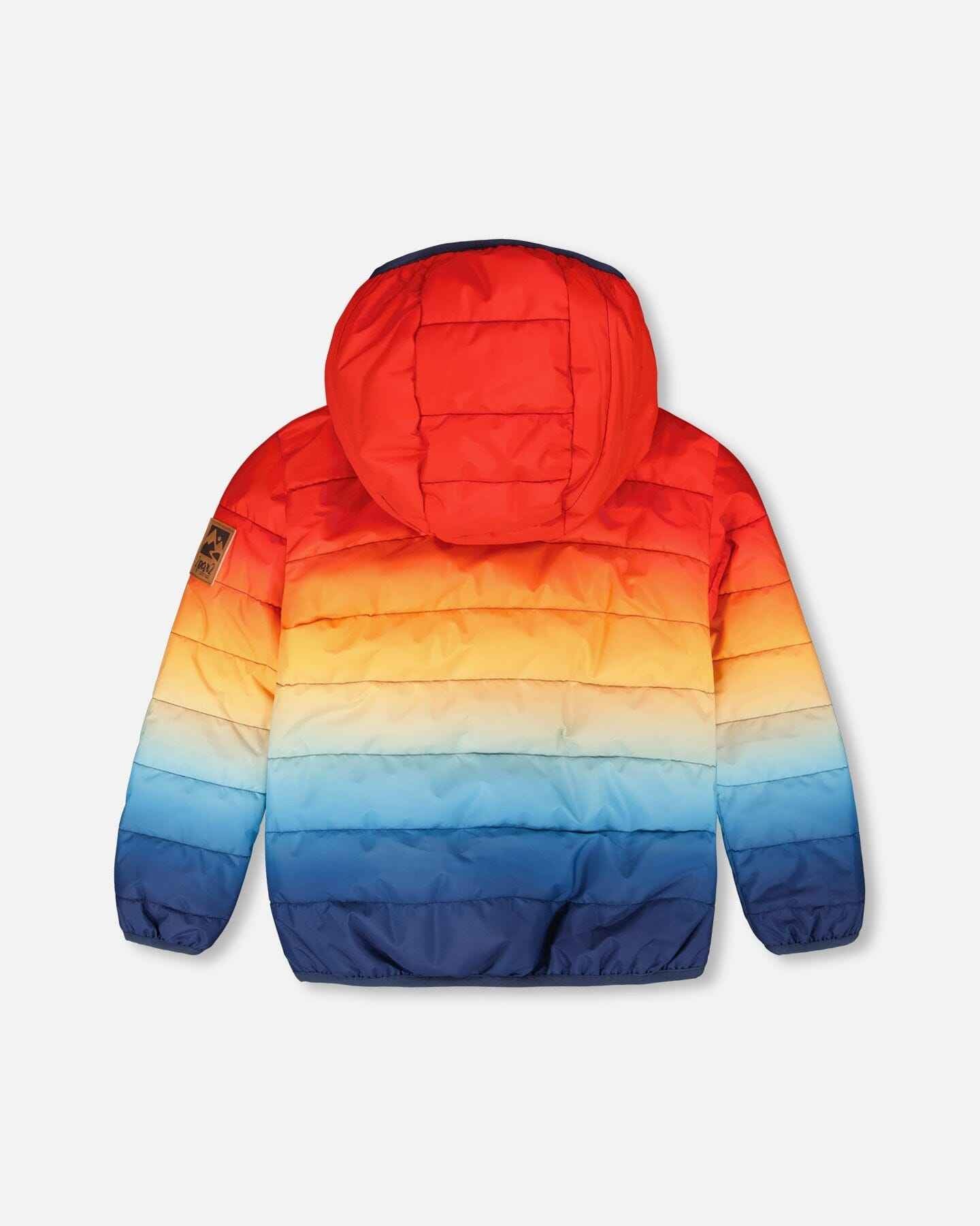 Quilted Mid-Season Jacket Orange And Blue Gradient