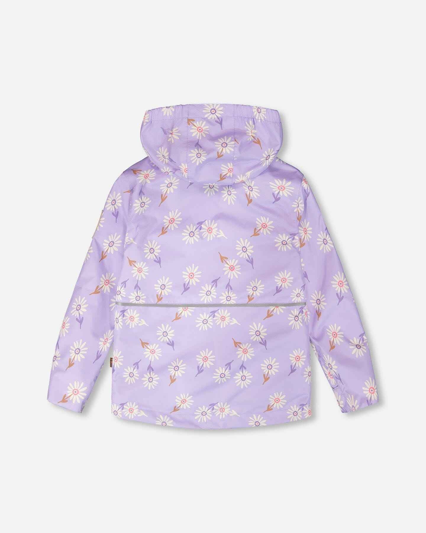 3-In-1 Two-Piece Mid-Season Outerwear With Solid Pants Set Purple Daisy Print