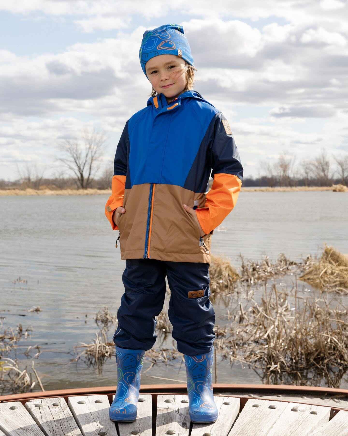 3-In-1 Two-Piece Mid-Season Outerwear Set Blue Colorblock