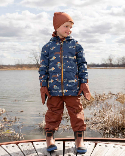 3-In-1 Two-Piece Mid-Season Outerwear Set Blue Dog Print