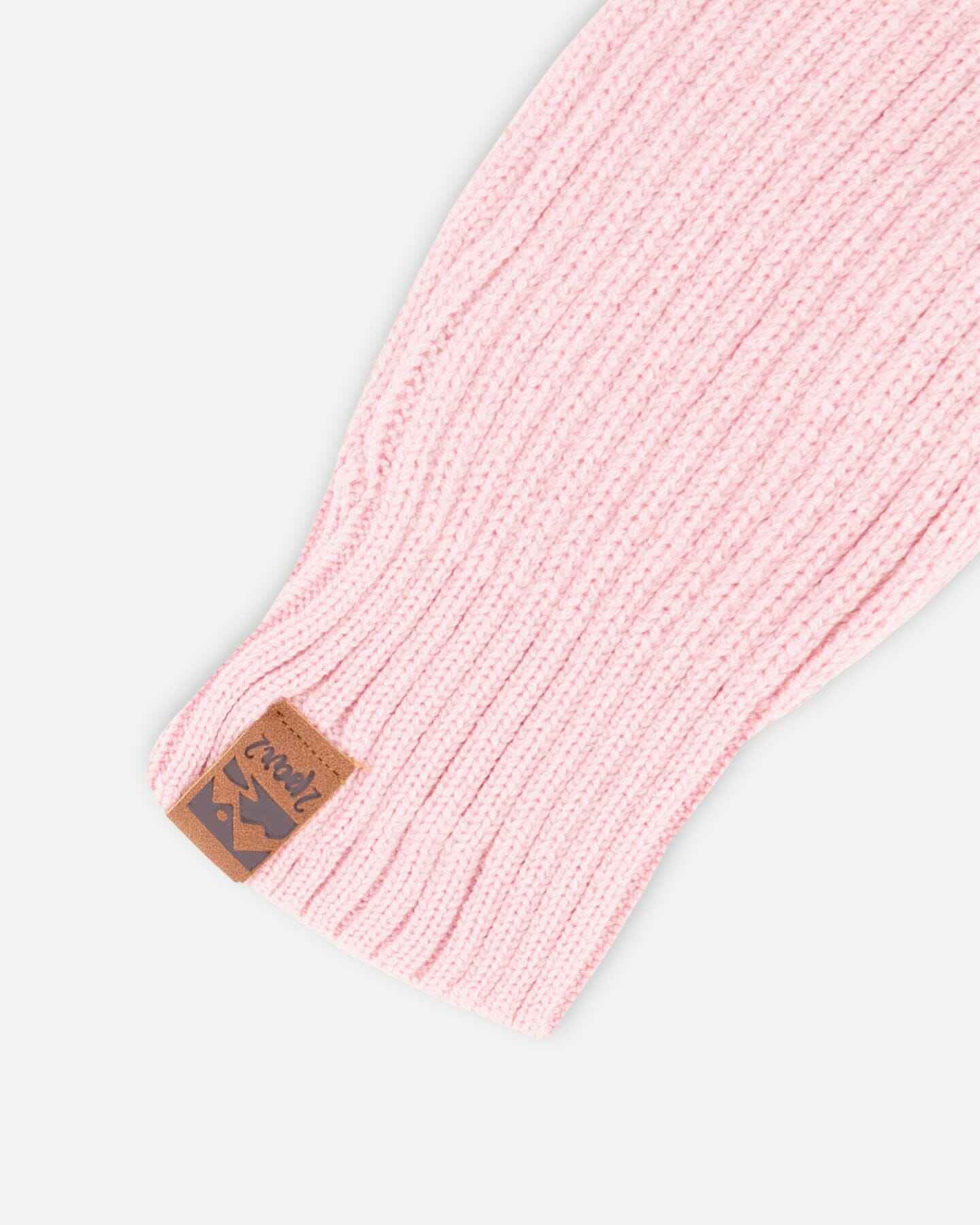 Ribbed Knit Mittens Pale Pink