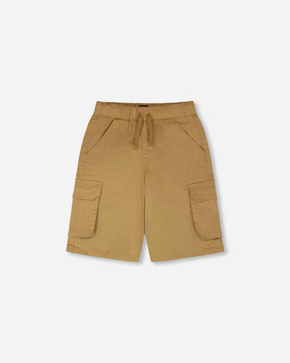 Stretch Twill Bermuda With Cargo Pockets Beige