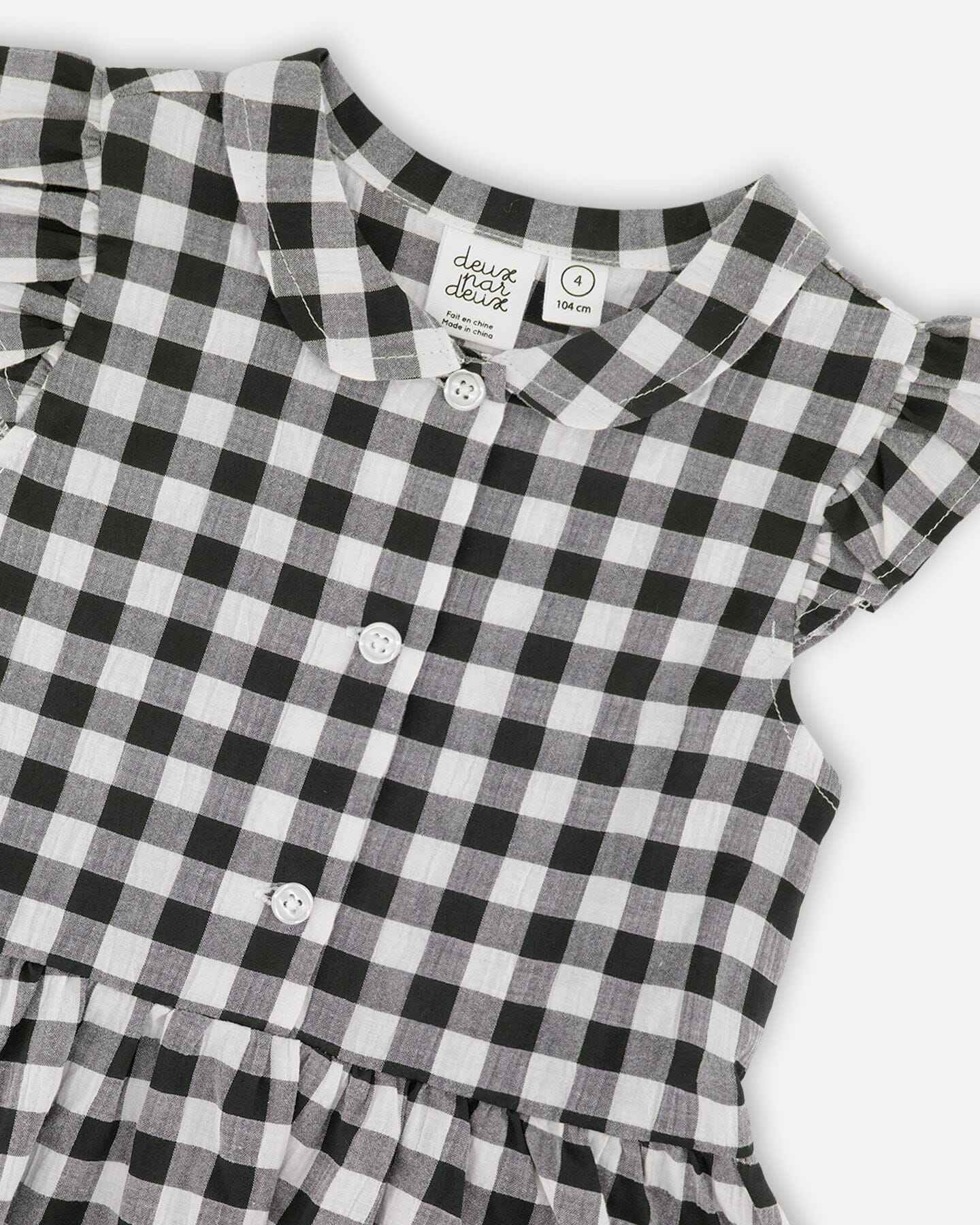 Sleeveless Button Down Dress Black Gingham