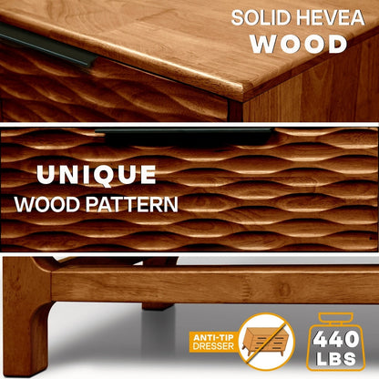Elara Solid Wood Dresser with 5 Drawers
