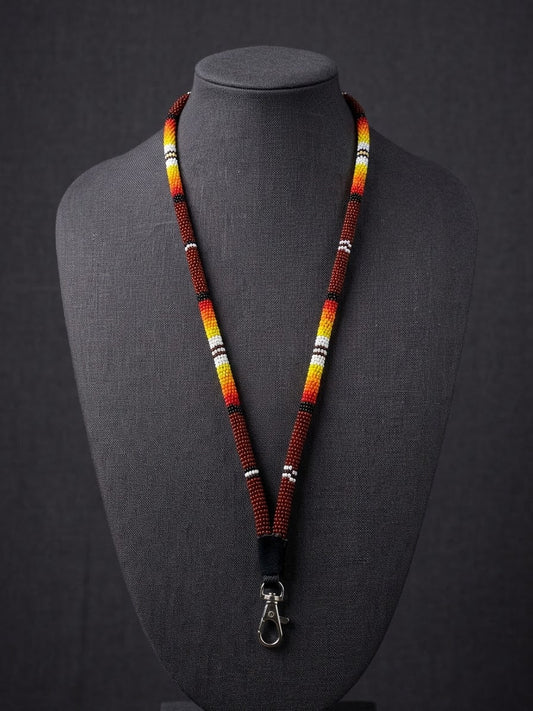 Round Beaded Lanyard(Brown)