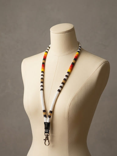 Round Beaded Lanyard(White)