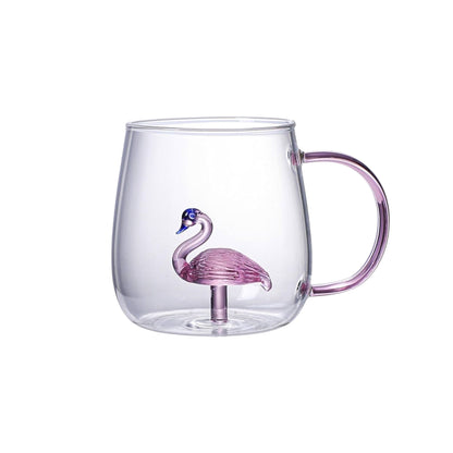 Flamingo Borosilicate Glass Mug 13.5 oz - 1Piece