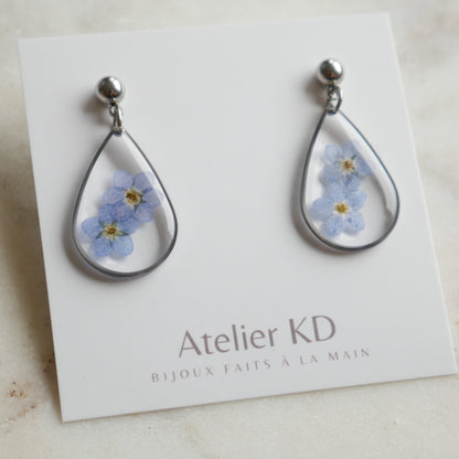 Boucles d’oreilles duo myosotis - goutte 22mm