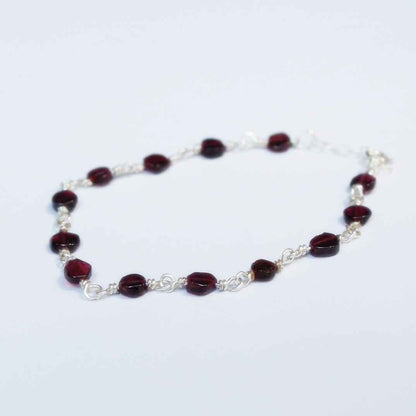 Garnet on Silver Bracelet | Handcrafted Garnet Coin Beads | Sterling Silver Jewelry
