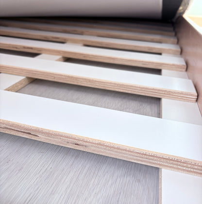 APPLE JUNIOR - Montessori Floor Bed with Rails & Shelves