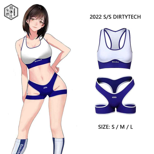 Anime Style 3-Piece Short Gymnastics Uniform Sports Tank Top with Sexy Cutout Shorts