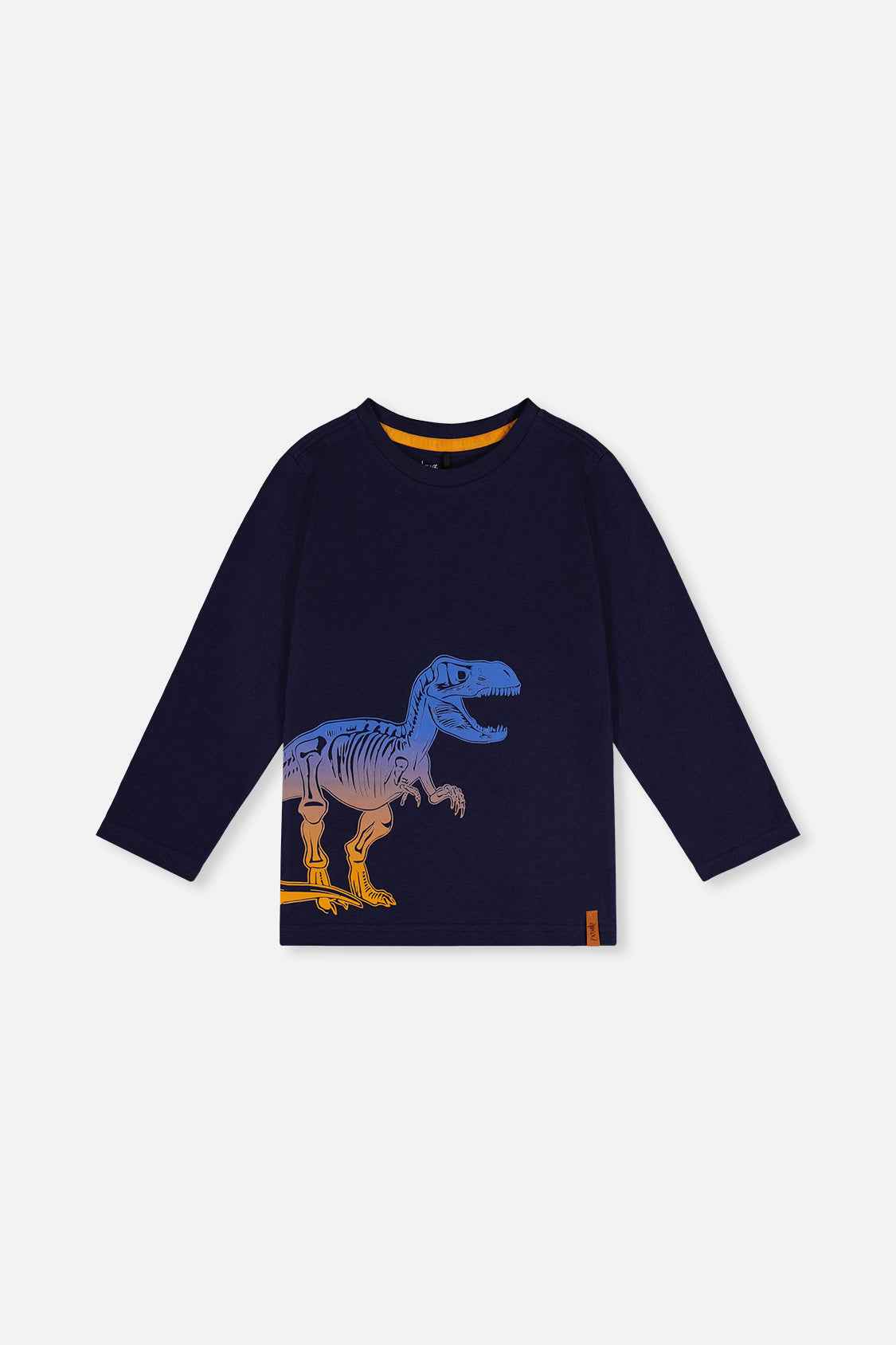 Long Sleeve Organic Cotton T-Shirt Dark Blue And Orange