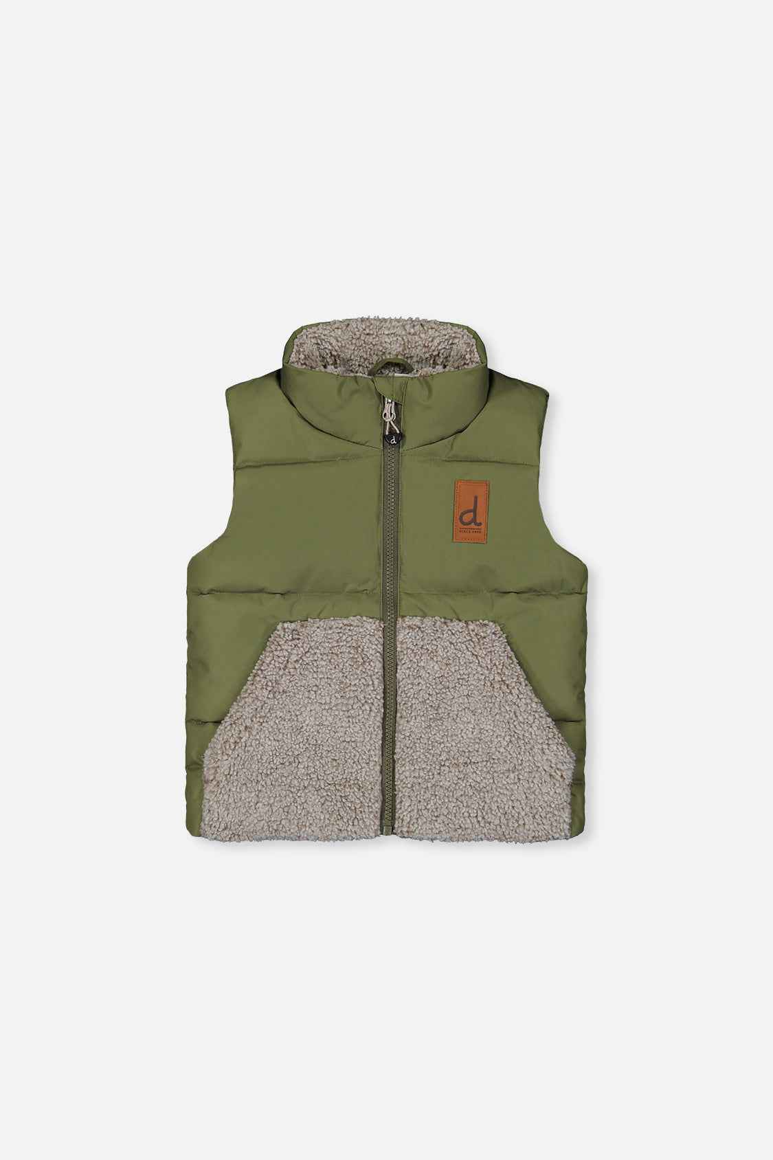 Sleeveless Mid-Season Vest Olive Green