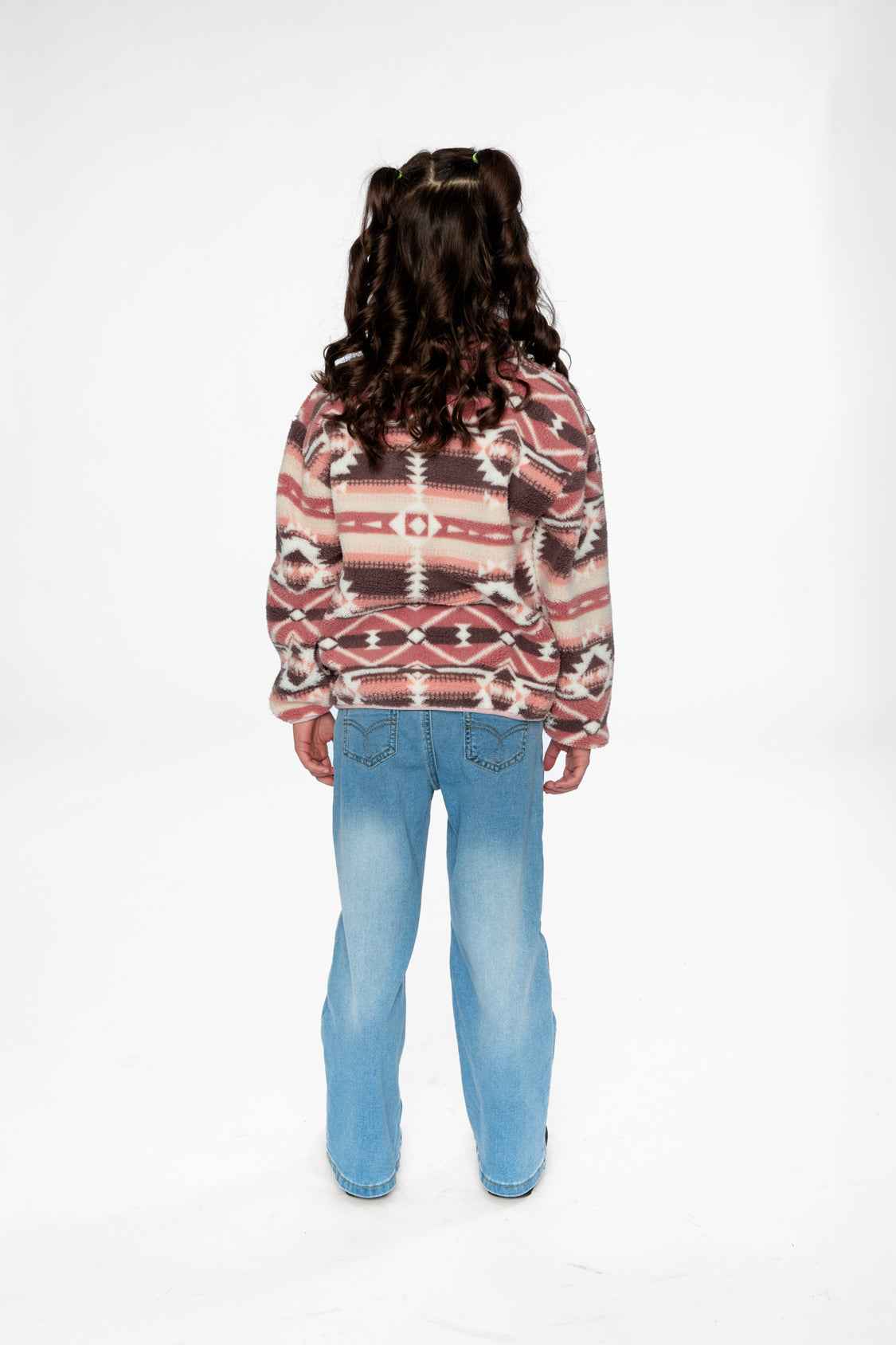 Mid-Season Plush Pullover Jacket Aztec Pink