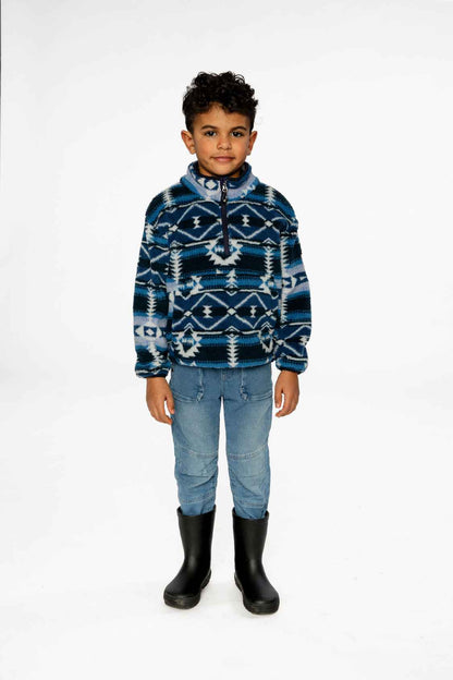 Mid-Season Plush Pullover Jacket Aztec Blue