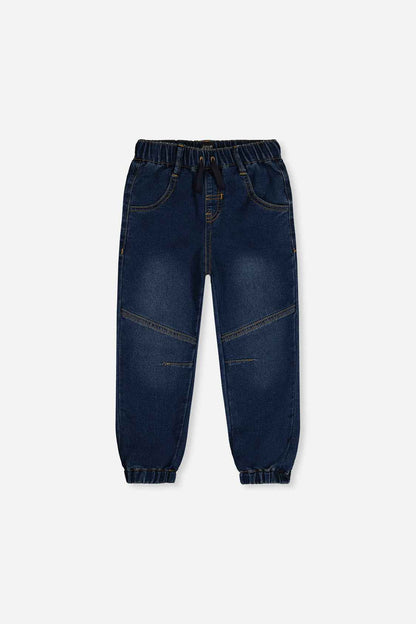 French Terry Denim Jogger Pants Navy Blue