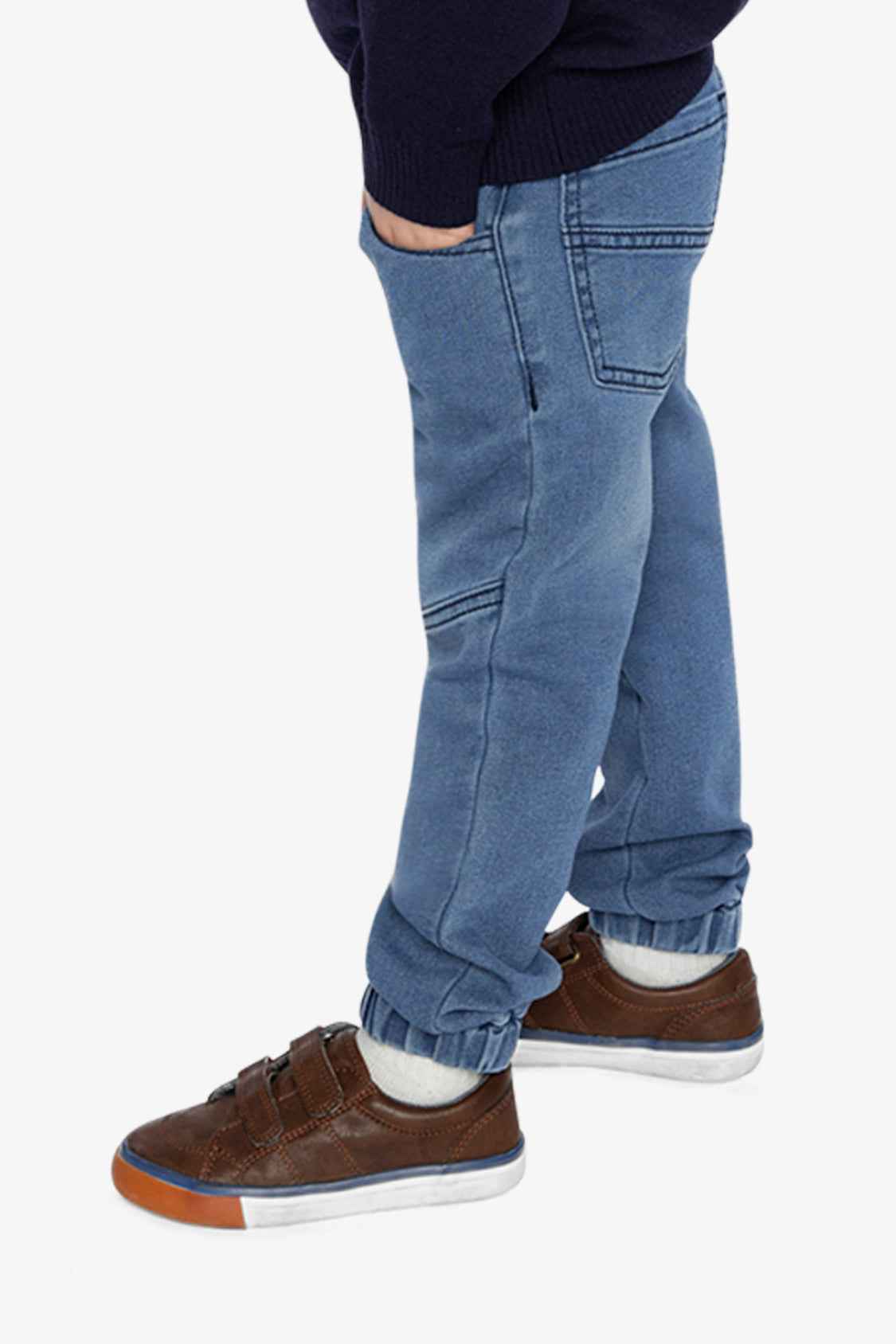 French Terry Denim Jogger Pants Light Blue