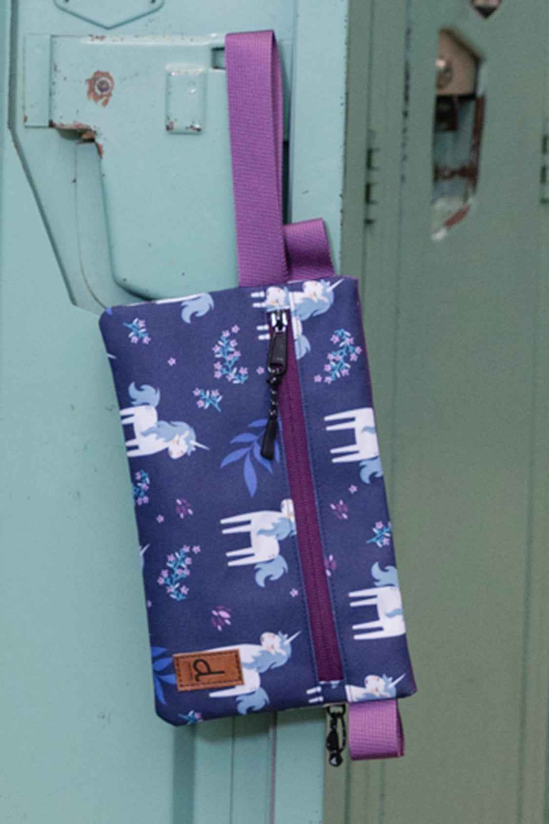 Pencil Case Navy Unicorn Print