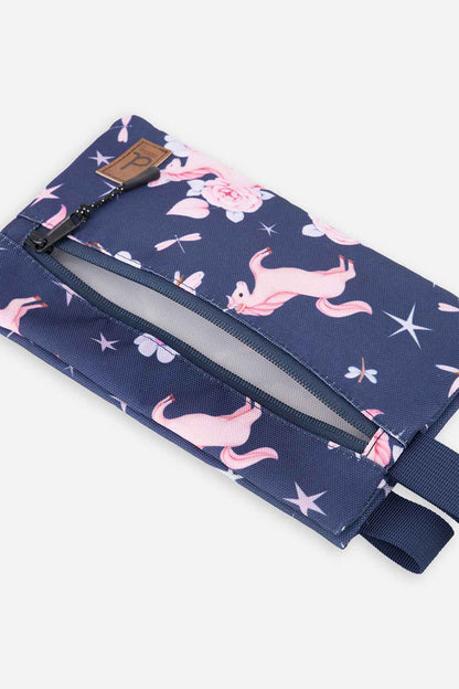 Pencil Case Navy Unicorn Print