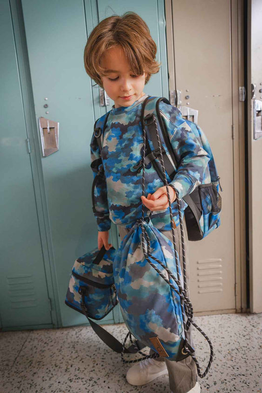 Drawstring Bag Blue And Grey Camouflage